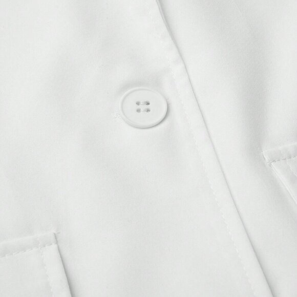 White Casual Women's Lapel Single-Breasted Utility Pocket Regular Jacket - Picture 5 of 5